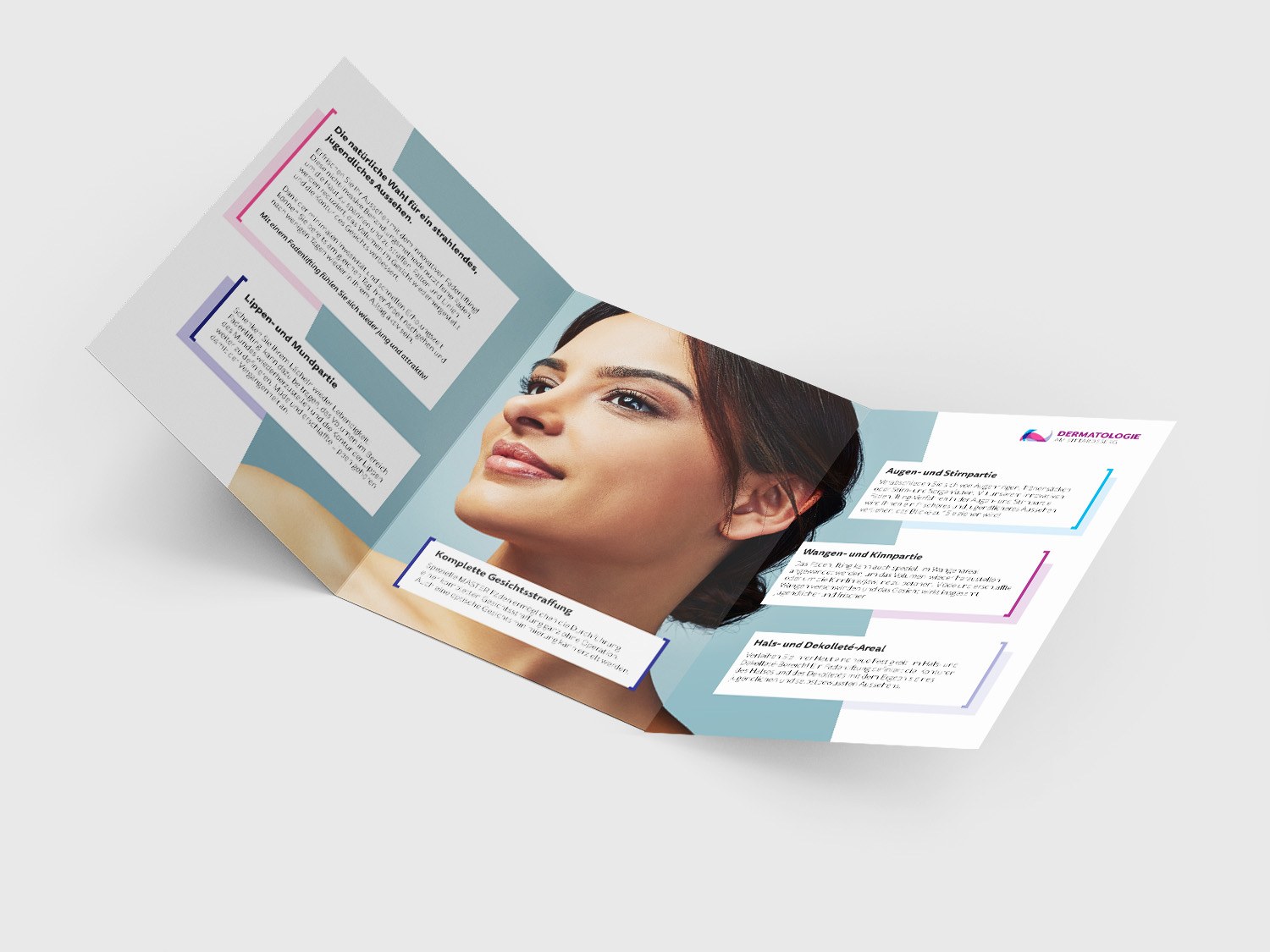01 / Informationsmaterial: Faltblatt zum Fadenlifting.